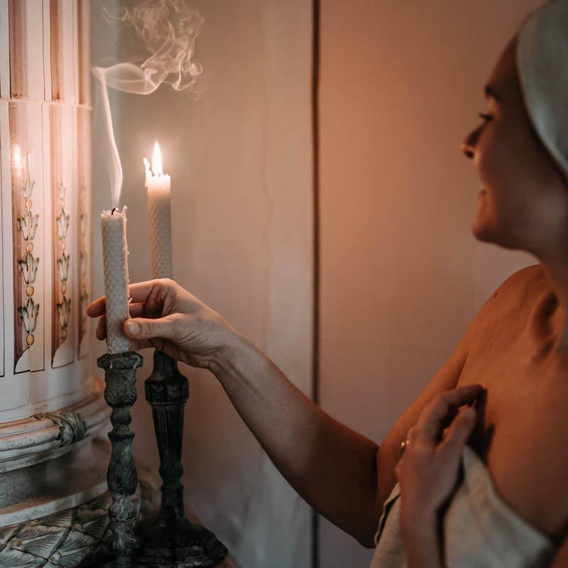 Mehiläisvahakynttilät - natural 4 kpl Kynttilät Kaurilan Sauna 