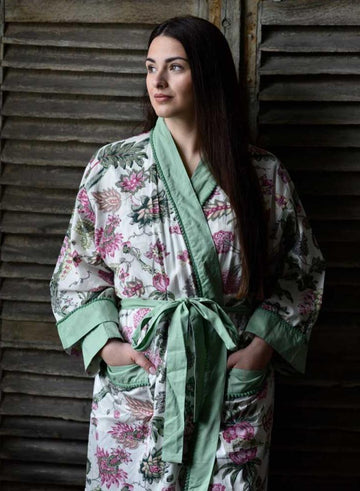 Pink Chintz naisten kimono aamutakki Puuvillavaatteet Powell Craft 