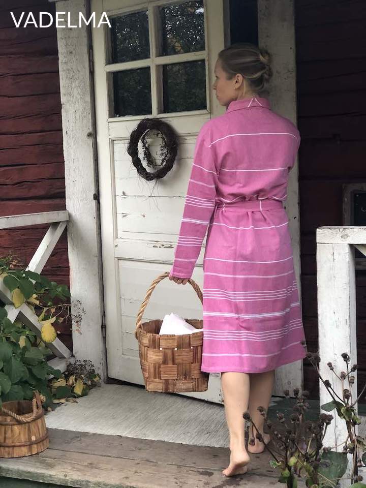 Roosan hamam-kylpytakki Vadelma Bathrobe Saunatonttu 