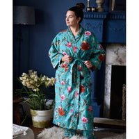 Teal Exotic naisten kimono aamutakki Puuvillavaatteet Powell Craft 